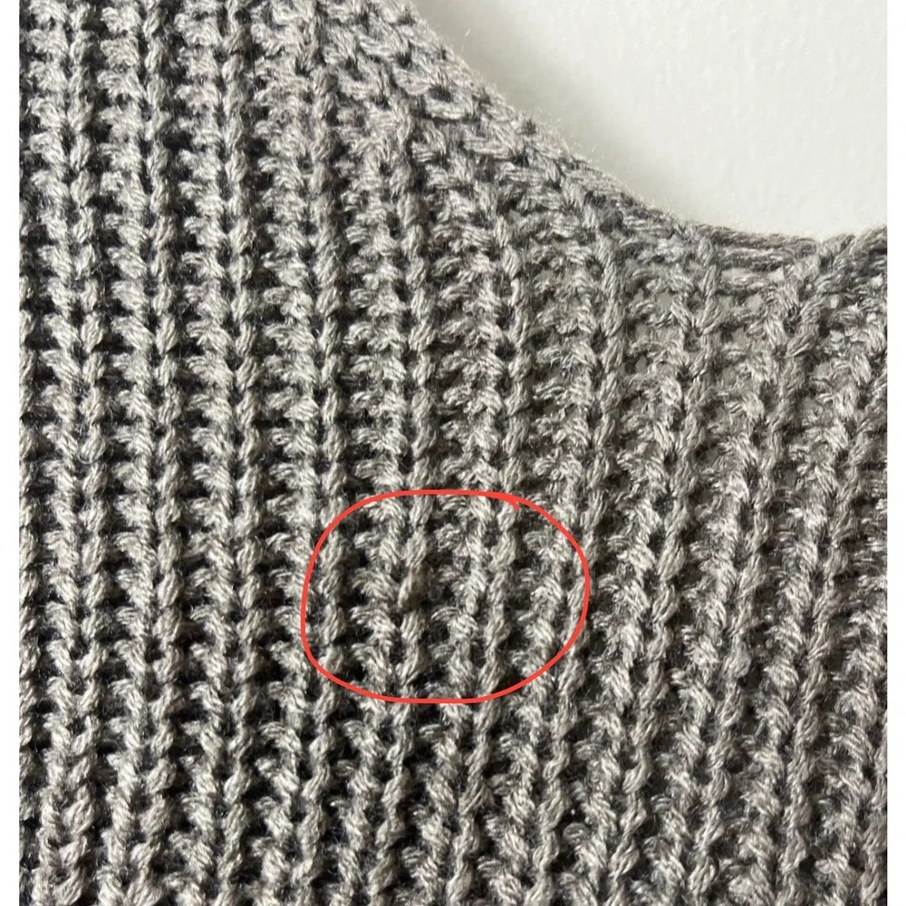Love Tree Twist Back Sweater Medium Taupe Chunky Knit Boho Open Back V Neck